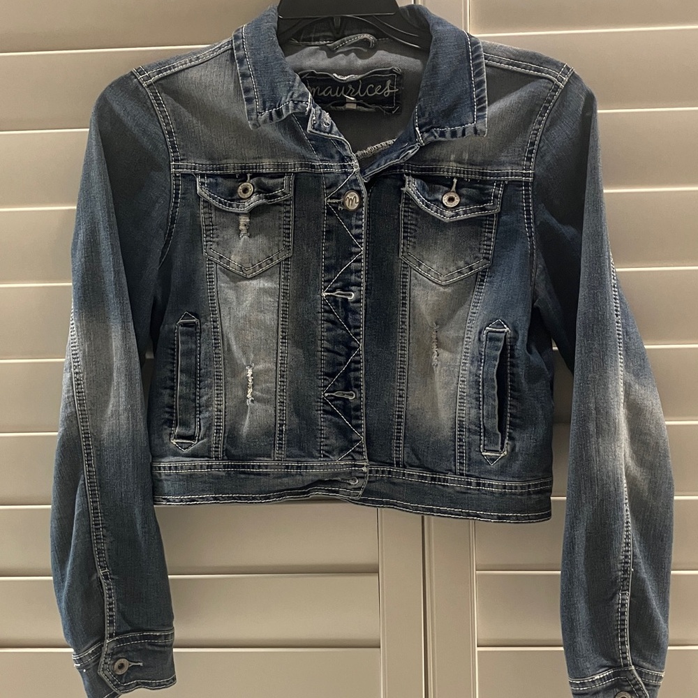 Maurices Faded Distressed Blue Jean Jacket